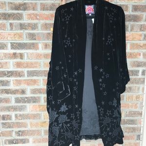 Johnny Was Black Kimono Roberta Star-Floral Velvet